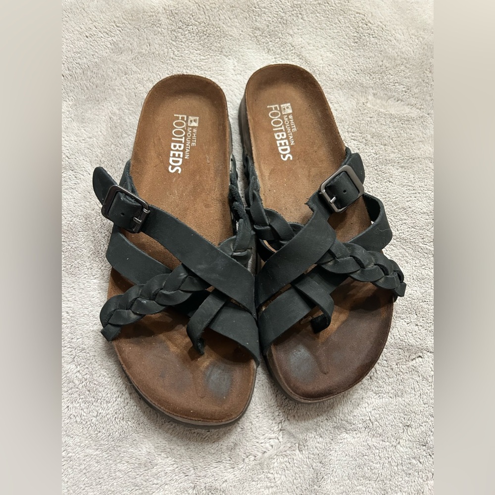 White Mountain Leather Footbed Sandals